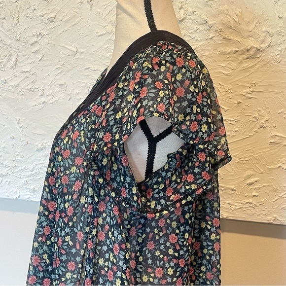 FP One Free People Women Floral Sheer Boho Mini Dress Tunic Sz XS / Small - Picture 5 of 9